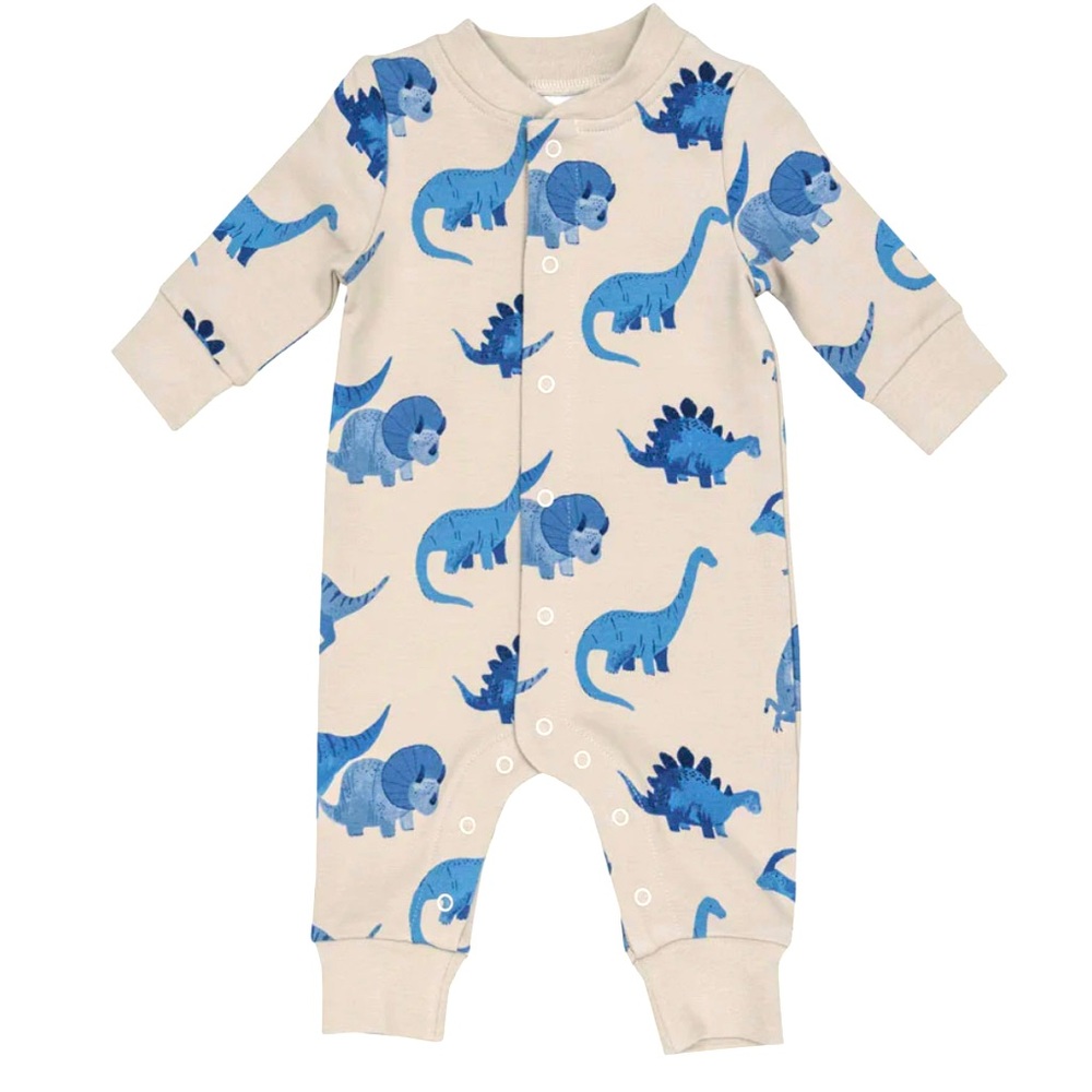 Blue Dinosaur Print Baby Bamboo One Piece Romper NWT 0/3